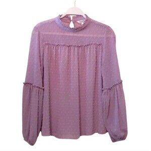 Y2K Baby Doll  90's Sheer Pastel Dressy Swiss Dots Ruffle Top Size S